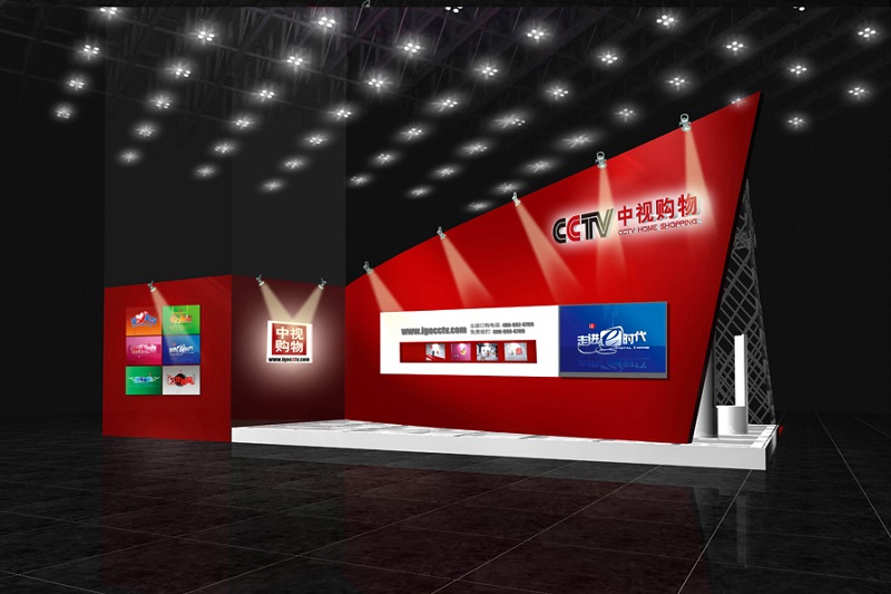 上海家電展臺設計搭建案例,央視購物頻道展位設計-美湖