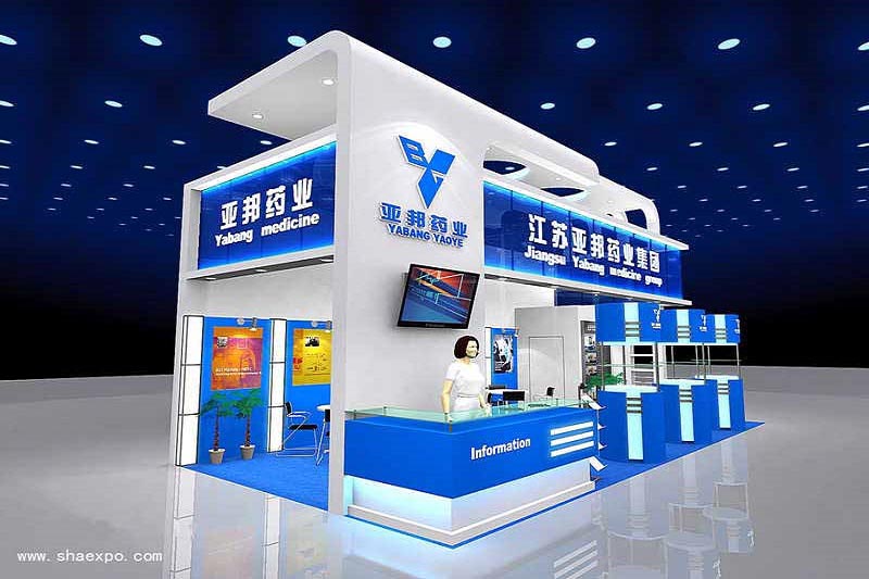 上海醫(yī)藥展位設計搭建效果欣賞,強生亞邦藥業(yè)展會設計-美湖